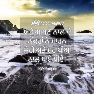 Picture 04 - ਮੱਤੀ 24:49 PANIRV - ਅਤੇ ਆਪਣੇ ਨਾਲ ਦੇ - Bible Verse Picture