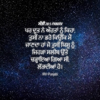 Picture 04 - ਮੱਤੀ 28:5 PANIRV - ਪਰ ਦੂਤ ਨੇ ਔਰਤਾਂ ਨੂੰ - Bible Verse Picture