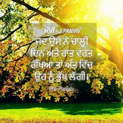 Picture 04 - ਮੱਤੀ 4:2 PANIRV - ਜਦ ਉਸ ਨੇ ਚਾਲ੍ਹੀ ਦਿਨ - Bible Verse Picture