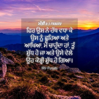 Picture 04 - ਮੱਤੀ 8:3 PANIRV - ਫਿਰ ਉਸ ਨੇ ਹੱਥ ਵਧਾ - Bible Verse Picture