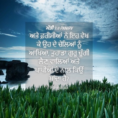 Picture 04 - ਮੱਤੀ 9:11 PANIRV - ਅਤੇ ਫ਼ਰੀਸੀਆਂ ਨੇ ਇਹ - Bible Verse Picture