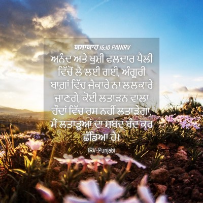 Picture 04 - ਯਸਾਯਾਹ 16:10 PANIRV - ਅਨੰਦ ਅਤੇ ਖੁਸ਼ੀ - Bible Verse Picture