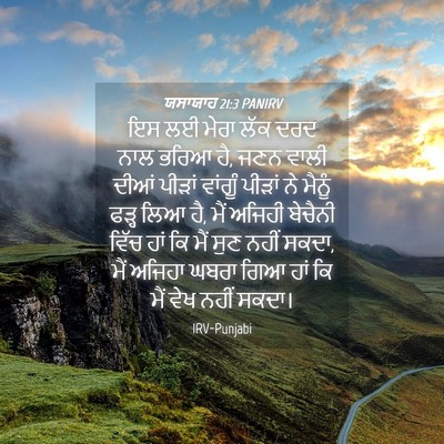 Picture 04 - ਯਸਾਯਾਹ 21:3 PANIRV - ਇਸ ਲਈ ਮੇਰਾ ਲੱਕ ਦਰਦ - Bible Verse Picture