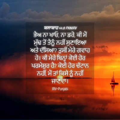 Picture 04 - ਯਸਾਯਾਹ 44:8 PANIRV - ਭੈਅ ਨਾ ਖਾਓ, ਨਾ ਡਰੋ, - Bible Verse Picture