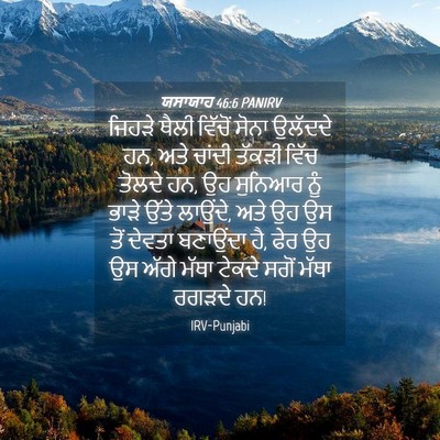 Picture 04 - ਯਸਾਯਾਹ 46:6 PANIRV - ਜਿਹੜੇ ਥੈਲੀ ਵਿੱਚੋਂ - Bible Verse Picture