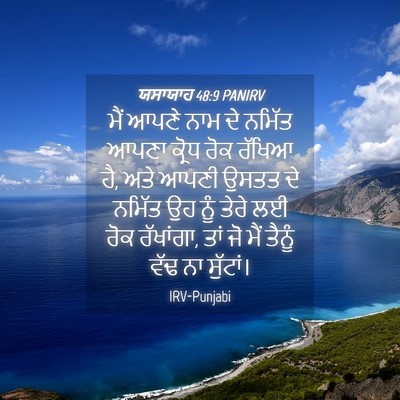 Picture 04 - ਯਸਾਯਾਹ 48:9 PANIRV - ਮੈਂ ਆਪਣੇ ਨਾਮ ਦੇ - Bible Verse Picture