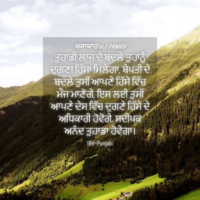 Picture 04 - ਯਸਾਯਾਹ 61:7 PANIRV - ਤੁਹਾਡੀ ਲਾਜ ਦੇ ਬਦਲੇ - Bible Verse Picture