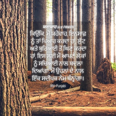 Picture 04 - ਯਸਾਯਾਹ 61:8 PANIRV - ਕਿਉਂਕਿ, ਮੈਂ ਯਹੋਵਾਹ, - Bible Verse Picture