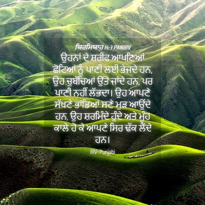 Picture 04 - ਯਿਰਮਿਯਾਹ 14:3 PANIRV - ਉਹਨਾਂ ਦੇ ਸ਼ਰੀਫ - Bible Verse Picture