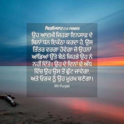 Picture 04 - ਯਿਰਮਿਯਾਹ 17:11 PANIRV - ਉਹ ਆਦਮੀ ਜਿਹੜਾ - Bible Verse Picture