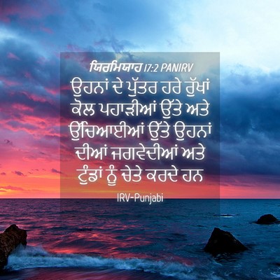 Picture 04 - ਯਿਰਮਿਯਾਹ 17:2 PANIRV - ਉਹਨਾਂ ਦੇ ਪੁੱਤਰ ਹਰੇ - Bible Verse Picture