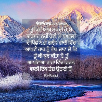 Picture 04 - ਯਿਰਮਿਯਾਹ 2:23 PANIRV - ਤੂੰ ਕਿਵੇਂ ਆਖ ਸਕਦੀ - Bible Verse Picture