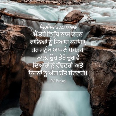 Picture 04 - ਯਿਰਮਿਯਾਹ 22:7 PANIRV - ਮੈਂ ਤੇਰੇ ਵਿਰੁੱਧ - Bible Verse Picture