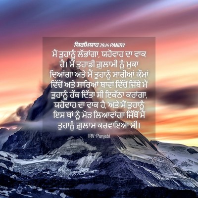 Picture 04 - ਯਿਰਮਿਯਾਹ 29:14 PANIRV - ਮੈਂ ਤੁਹਾਨੂੰ - Bible Verse Picture