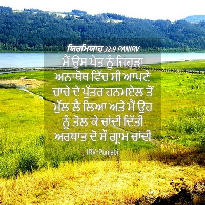 Picture 04 - ਯਿਰਮਿਯਾਹ 32:9 PANIRV - ਮੈਂ ਉਸ ਖੇਤ ਨੂੰ - Bible Verse Picture