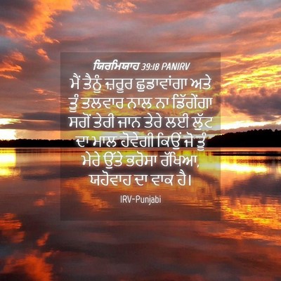 Picture 04 - ਯਿਰਮਿਯਾਹ 39:18 PANIRV - ਮੈਂ ਤੈਨੂੰ ਜ਼ਰੂਰ - Bible Verse Picture
