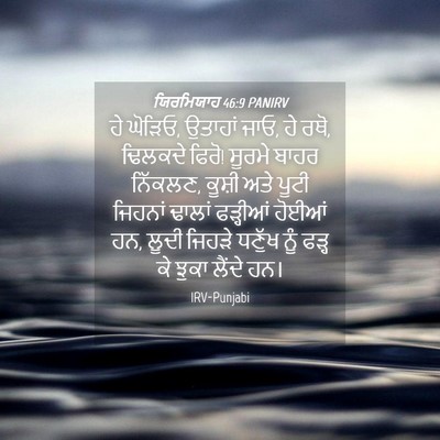 Picture 04 - ਯਿਰਮਿਯਾਹ 46:9 PANIRV - ਹੇ ਘੋੜਿਓ, ਉਤਾਹਾਂ - Bible Verse Picture