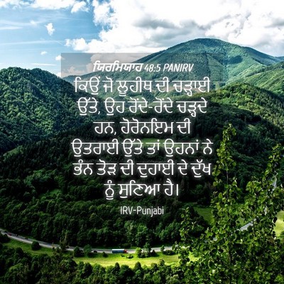 Picture 04 - ਯਿਰਮਿਯਾਹ 48:5 PANIRV - ਕਿਉਂ ਜੋ ਲੂਹੀਥ ਦੀ - Bible Verse Picture