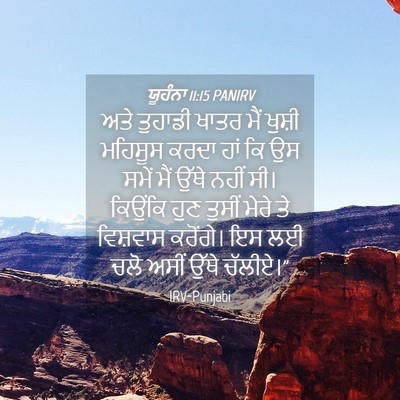Picture 04 - ਯੂਹੰਨਾ 11:15 PANIRV - ਅਤੇ ਤੁਹਾਡੀ ਖਾਤਰ - Bible Verse Picture