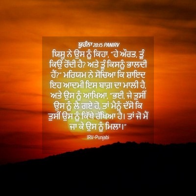 Picture 04 - ਯੂਹੰਨਾ 20:15 PANIRV - ਯਿਸੂ ਨੇ ਉਸ ਨੂੰ - Bible Verse Picture