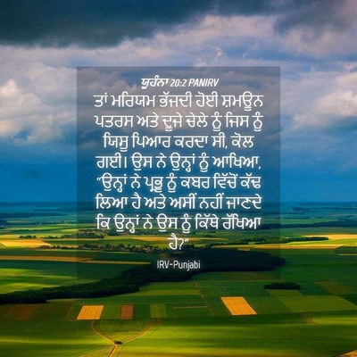 Picture 04 - ਯੂਹੰਨਾ 20:2 PANIRV - ਤਾਂ ਮਰਿਯਮ ਭੱਜਦੀ - Bible Verse Picture