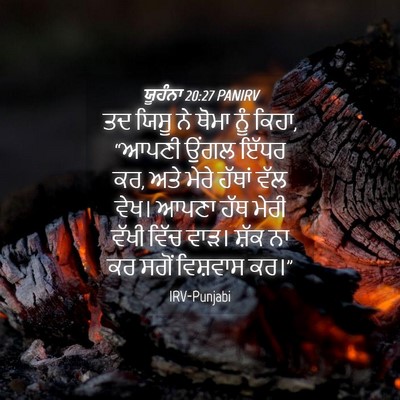 Picture 04 - ਯੂਹੰਨਾ 20:27 PANIRV - ਤਦ ਯਿਸੂ ਨੇ ਥੋਮਾ ਨੂੰ - Bible Verse Picture