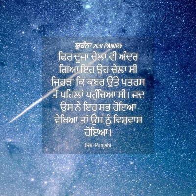 Picture 04 - ਯੂਹੰਨਾ 20:8 PANIRV - ਫਿਰ ਦੂਜਾ ਚੇਲਾ ਵੀ - Bible Verse Picture
