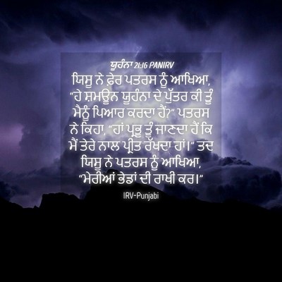 Picture 04 - ਯੂਹੰਨਾ 21:16 PANIRV - ਯਿਸੂ ਨੇ ਫ਼ੇਰ ਪਤਰਸ - Bible Verse Picture