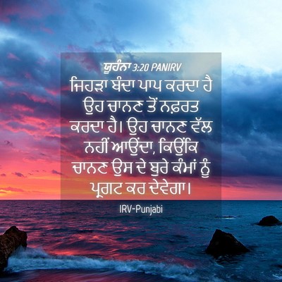 Picture 04 - ਯੂਹੰਨਾ 3:20 PANIRV - ਜਿਹੜਾ ਬੰਦਾ ਪਾਪ - Bible Verse Picture