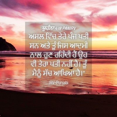 Picture 04 - ਯੂਹੰਨਾ 4:18 PANIRV - ਅਸਲ ਵਿੱਚ ਤੇਰੇ ਪੰਜ - Bible Verse Picture