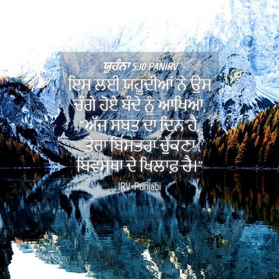 Picture 04 - ਯੂਹੰਨਾ 5:10 PANIRV - ਇਸ ਲਈ ਯਹੂਦੀਆਂ ਨੇ ਉਸ - Bible Verse Picture