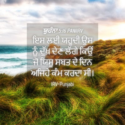 Picture 04 - ਯੂਹੰਨਾ 5:16 PANIRV - ਇਸ ਲਈ ਯਹੂਦੀ ਉਸ ਨੂੰ - Bible Verse Picture