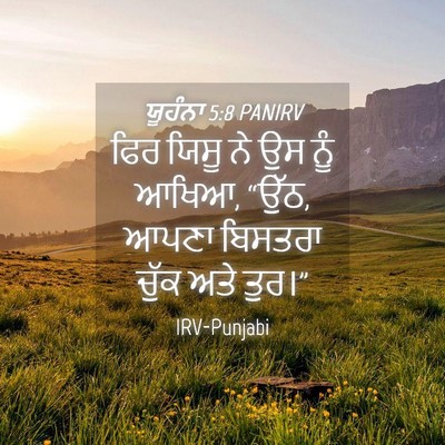 Picture 04 - ਯੂਹੰਨਾ 5:8 PANIRV - ਫਿਰ ਯਿਸੂ ਨੇ ਉਸ ਨੂੰ - Bible Verse Picture