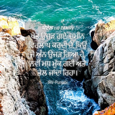 Picture 04 - ਯੋਏਲ 1:10 PANIRV - ਖੇਤ ਉਜੜ ਗਏ, ਜ਼ਮੀਨ - Bible Verse Picture