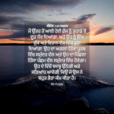 Picture 04 - ਯੋਏਲ 2:20 PANIRV - ਮੈਂ ਉੱਤਰ ਤੋਂ ਆਈ ਹੋਈ - Bible Verse Picture