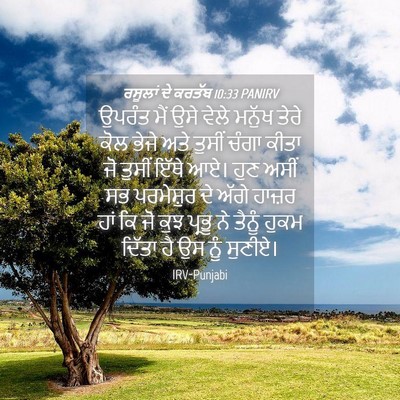 Picture 04 - ਰਸੂਲਾਂ ਦੇ ਕਰਤੱਬ 10:33 PANIRV - ਉਪਰੰਤ ਮੈਂ ਉਸੇ ਵੇਲੇ - Bible Verse Picture