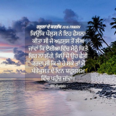 Picture 04 - ਰਸੂਲਾਂ ਦੇ ਕਰਤੱਬ 20:16 PANIRV - ਕਿਉਂਕਿ ਪੌਲੁਸ ਨੇ ਇਹ - Bible Verse Picture