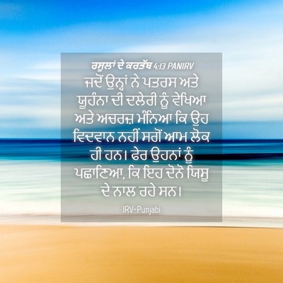Picture 04 - ਰਸੂਲਾਂ ਦੇ ਕਰਤੱਬ 4:13 PANIRV - ਜਦੋਂ ਉਨ੍ਹਾਂ ਨੇ - Bible Verse Picture