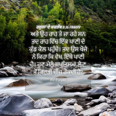 Picture 04 - ਰਸੂਲਾਂ ਦੇ ਕਰਤੱਬ 8:36 PANIRV - ਅਤੇ ਉਹ ਰਾਹ ਤੇ ਜਾ - Bible Verse Picture