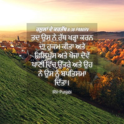 Picture 04 - ਰਸੂਲਾਂ ਦੇ ਕਰਤੱਬ 8:38 PANIRV - ਤਦ ਉਸ ਨੇ ਰੱਥ ਖੜ੍ਹਾ - Bible Verse Picture