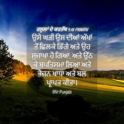 Picture 04 - ਰਸੂਲਾਂ ਦੇ ਕਰਤੱਬ 9:18 PANIRV - ਉਸੇ ਘੜੀ ਉਸ ਦੀਆਂ - Bible Verse Picture
