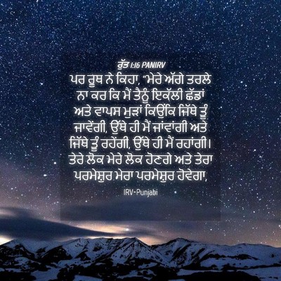 Picture 04 - ਰੁੱਤ 1:16 PANIRV - ਪਰ ਰੂਥ ਨੇ ਕਿਹਾ, - Bible Verse Picture