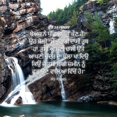 Picture 04 - ਰੁੱਤ 3:9 PANIRV - ਬੋਅਜ਼ ਨੇ ਪੁੱਛਿਆ, - Bible Verse Picture