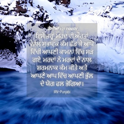 Picture 04 - ਰੋਮੀਆਂ 1:27 PANIRV - ਇਸੇ ਤਰ੍ਹਾਂ ਮਰਦ ਵੀ - Bible Verse Picture