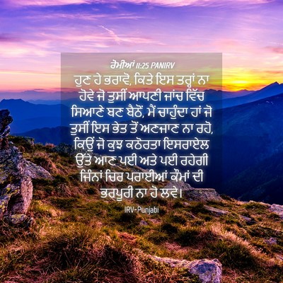 Picture 04 - ਰੋਮੀਆਂ 11:25 PANIRV - ਹੁਣ ਹੇ ਭਰਾਵੋ, ਕਿਤੇ - Bible Verse Picture