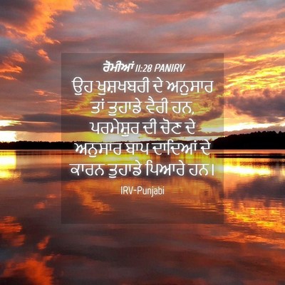Picture 04 - ਰੋਮੀਆਂ 11:28 PANIRV - ਉਹ ਖੁਸ਼ਖਬਰੀ ਦੇ - Bible Verse Picture