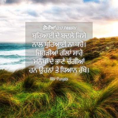 Picture 04 - ਰੋਮੀਆਂ 12:17 PANIRV - ਬੁਰਿਆਈ ਦੇ ਬਦਲੇ - Bible Verse Picture