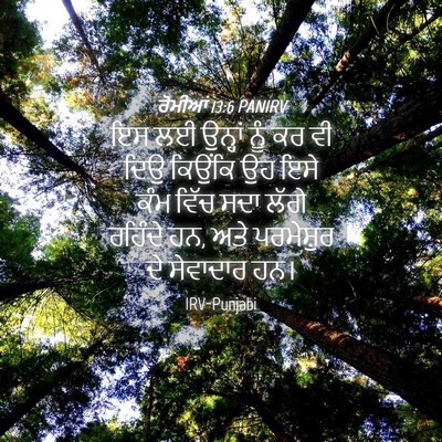 Picture 04 - ਰੋਮੀਆਂ 13:6 PANIRV - ਇਸ ਲਈ ਉਨ੍ਹਾਂ ਨੂੰ ਕਰ - Bible Verse Picture