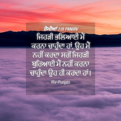 Picture 04 - ਰੋਮੀਆਂ 7:19 PANIRV - ਜਿਹੜੀ ਭਲਿਆਈ ਮੈਂ - Bible Verse Picture