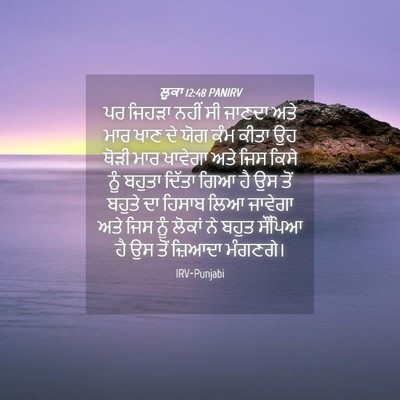 Picture 04 - ਲੂਕਾ 12:48 PANIRV - ਪਰ ਜਿਹੜਾ ਨਹੀਂ ਸੀ - Bible Verse Picture